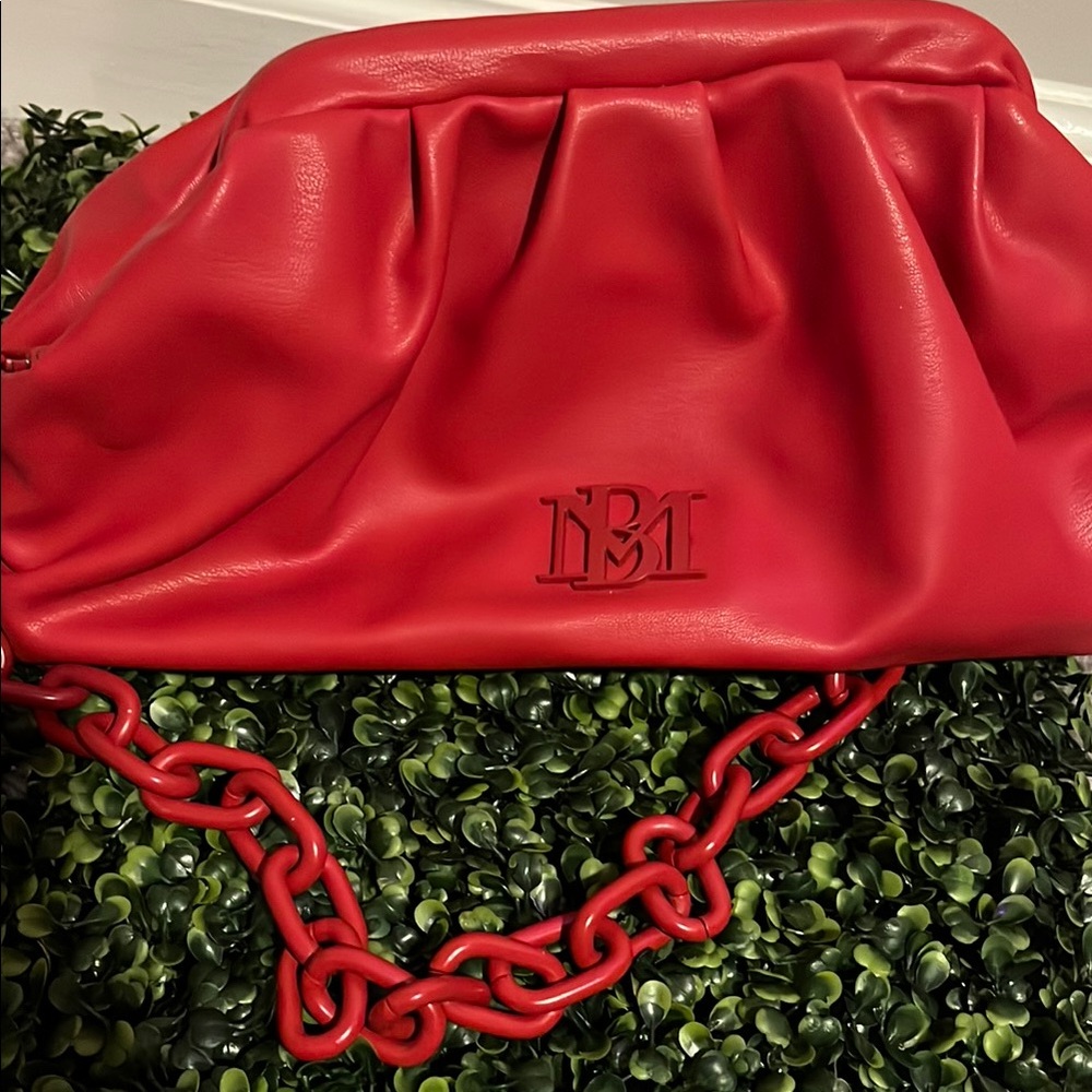 Red Designer Clutch with Chain Strap